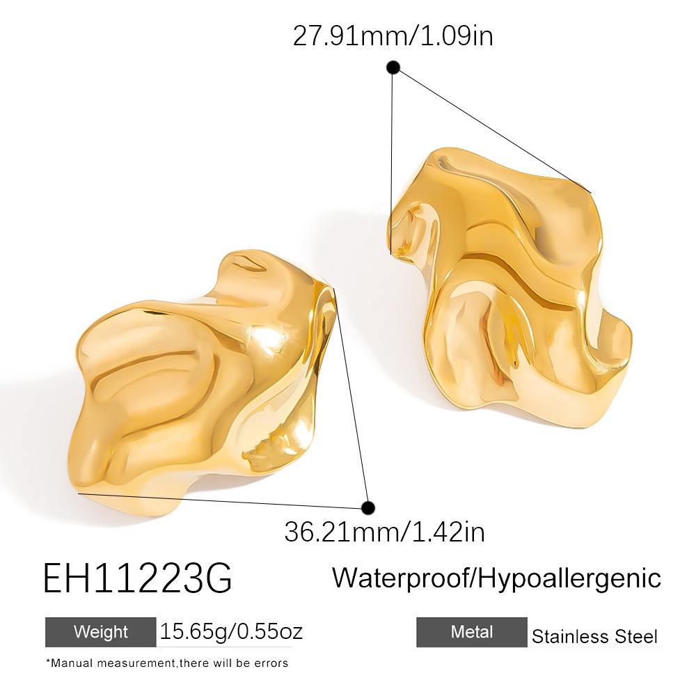 Flower Stainless Steel Gold Color Stud Earrings Picture2