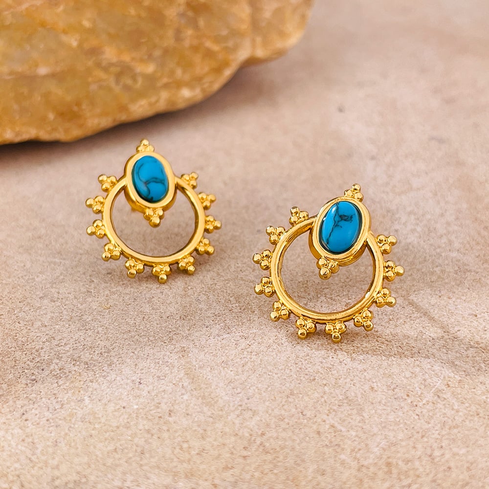 1 Paar Simple Series Tägliche geometrische Edelstahl Goldfarbene Damen-Ohrstecker Bild6