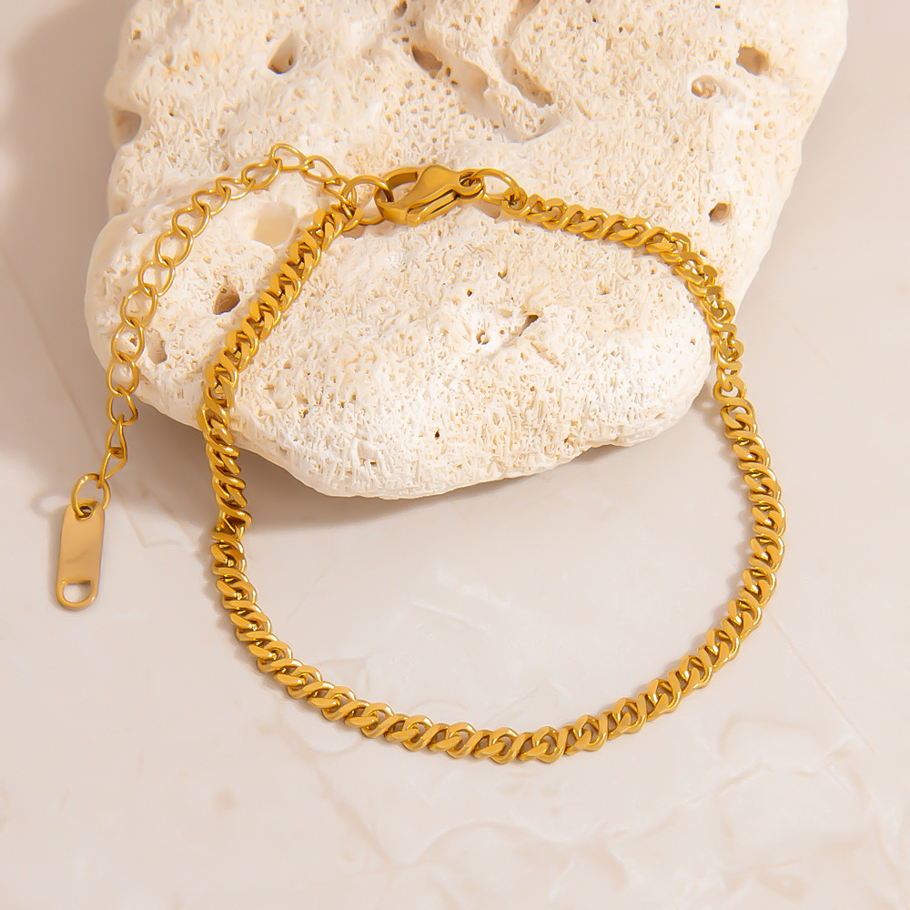 Simple Series Daily DIY Gold Color  Stainless Steel Women's Chain Bracelets h5Picture4