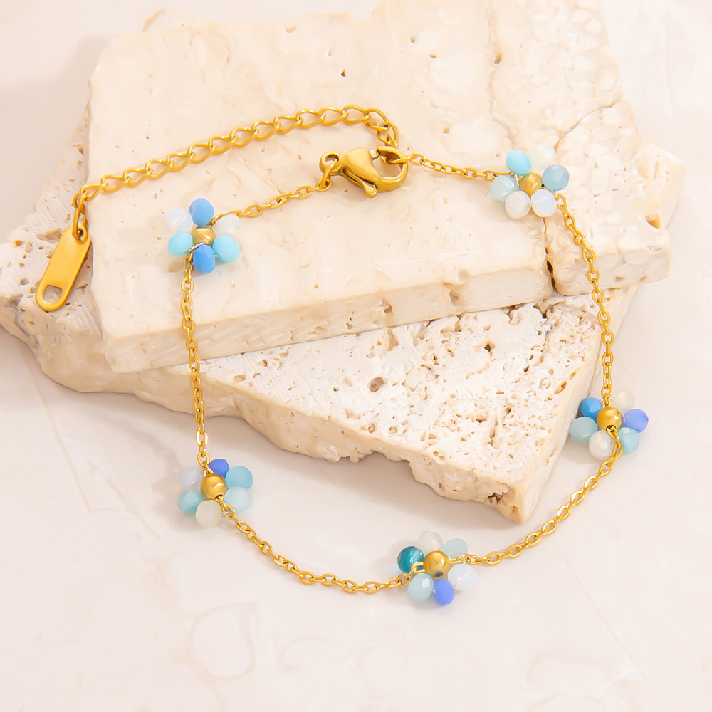 Sweet Flower Stainless Steel Gold Color Women's Charm Bracelets Picture4