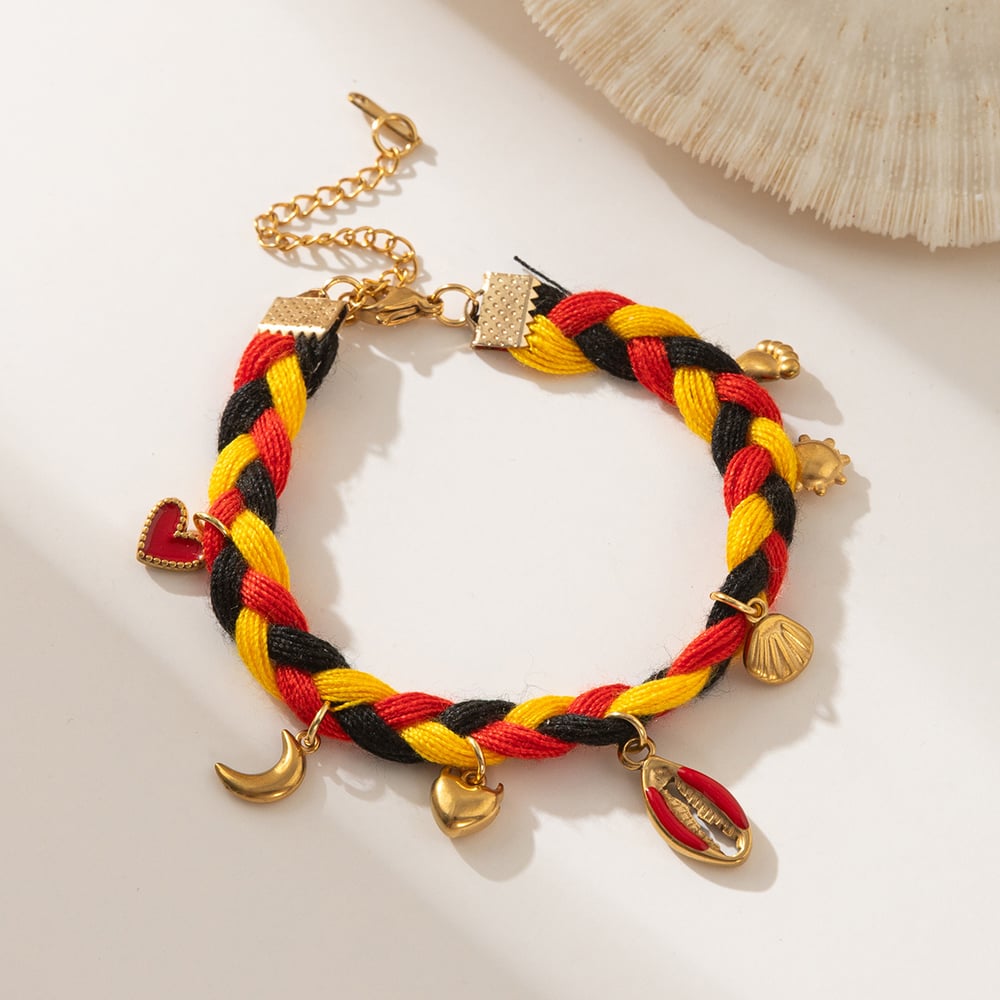 Kreative handgewebte Damenarmbänder mit Edelstahlanhänger h5Bild6