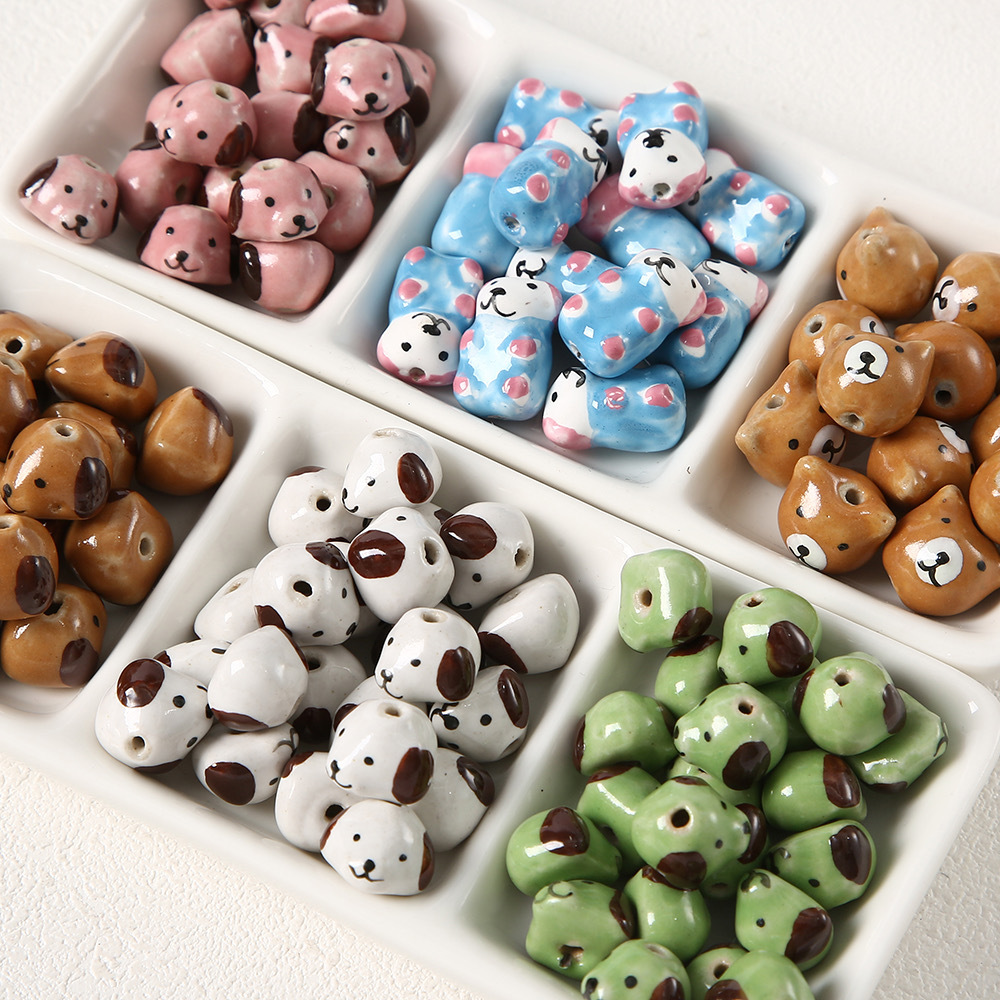 1 Piece Cute Dog Ceramics DIY Jewelry Bead h5Picture2