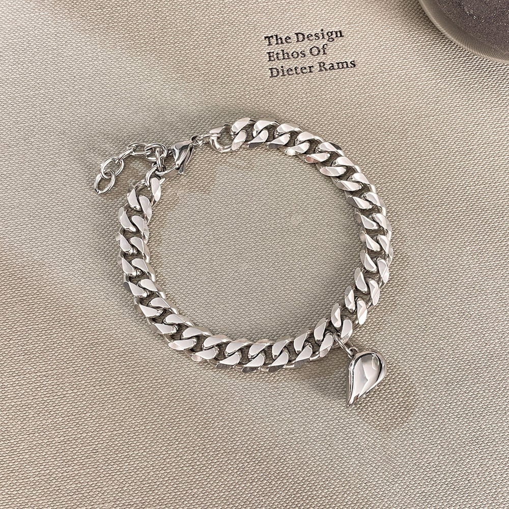 1 Stück Simple Series Tägliches Herz Edelstahl Paar Kettenarmbänder Bild7