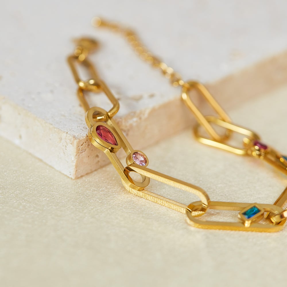 Simple Series Daily Edelstahl Goldfarbene Kettenarmbänder Bild3