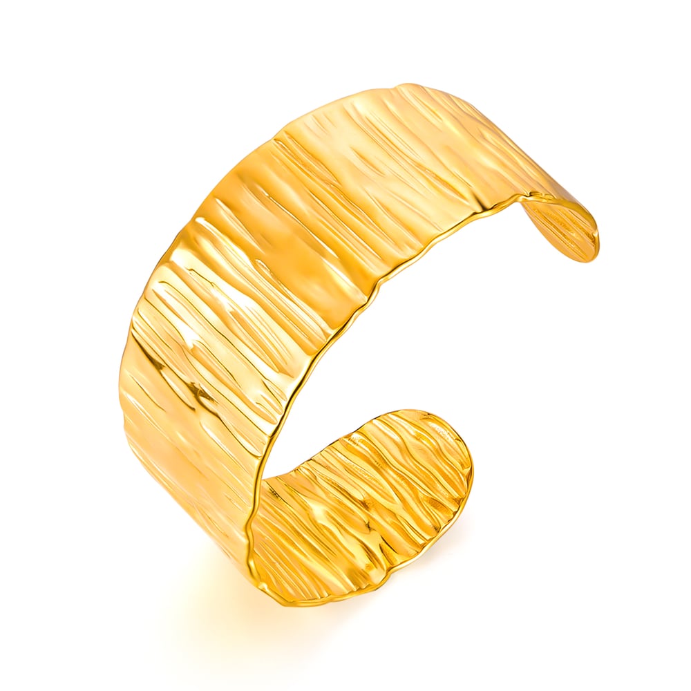 1 Stück Simple Series Elegante geometrische Edelstahl-Armbänder in Goldfarbe für Damen