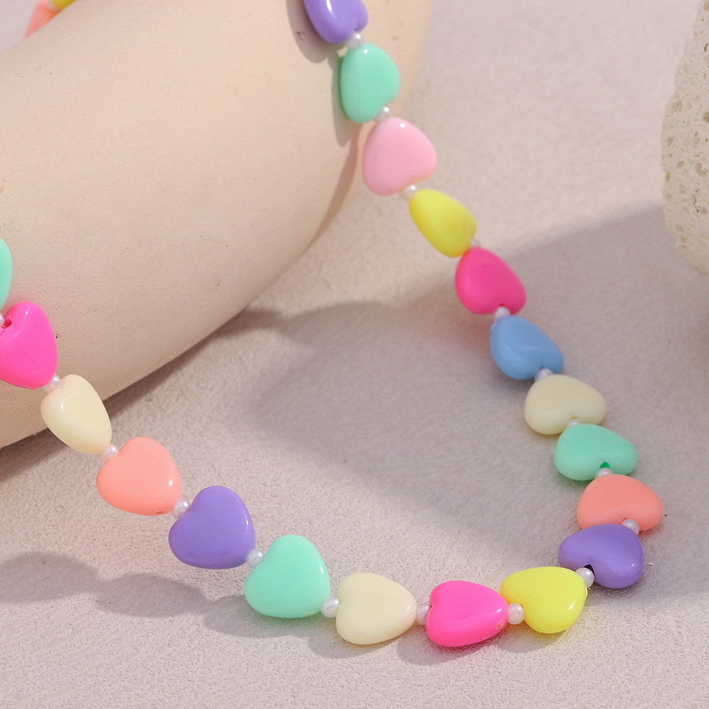 Romantic Series Sweet Heart Acrylic Women's Beaded Necklaces h5Picture2