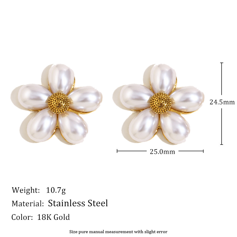 Elegant Simple Flower Shaped Stainless Steel Women's Stud Earrings Picture2