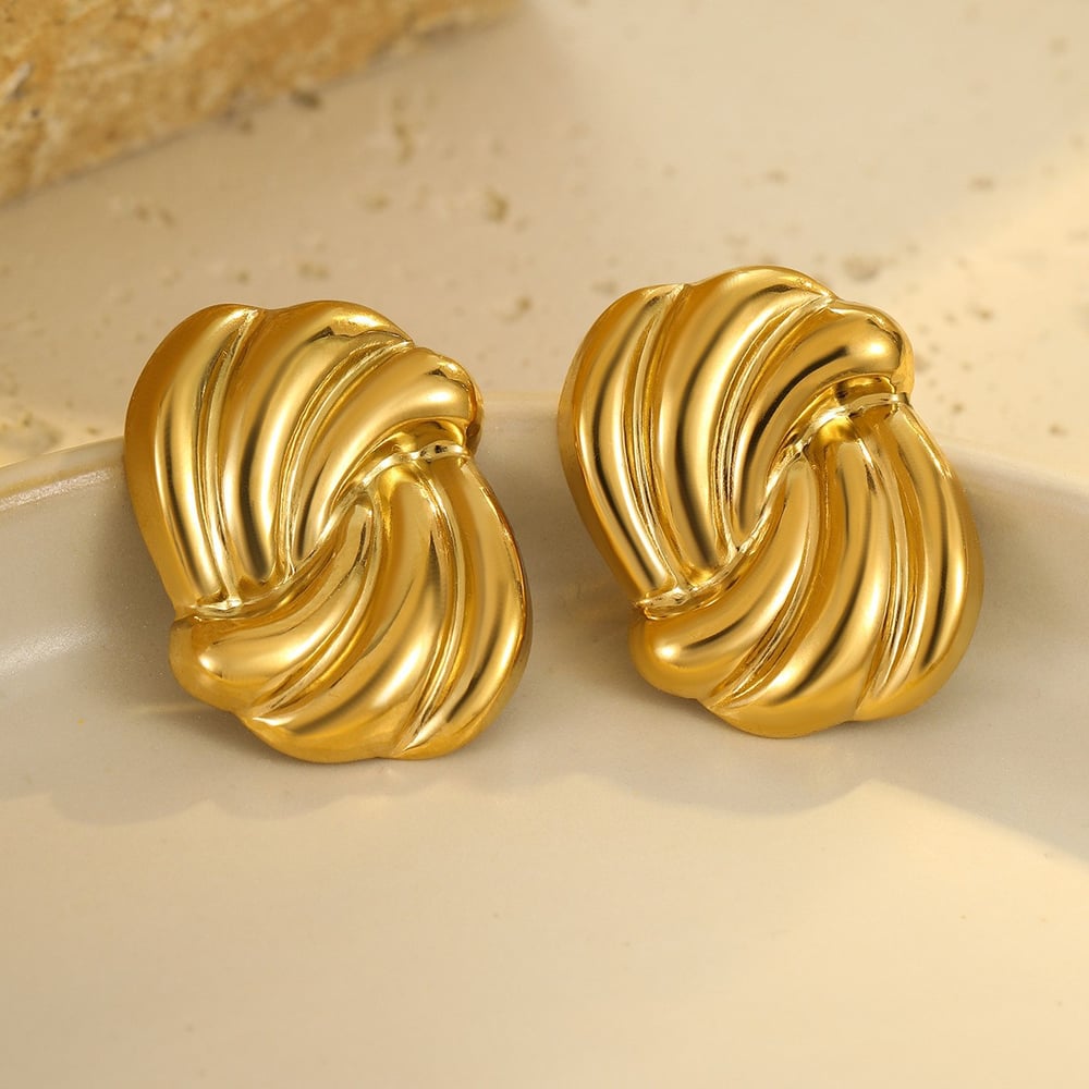 1 Pair Simple Series Elegant Geometric Stainless Steel   Gold Color  Women's Stud Earrings Picture2