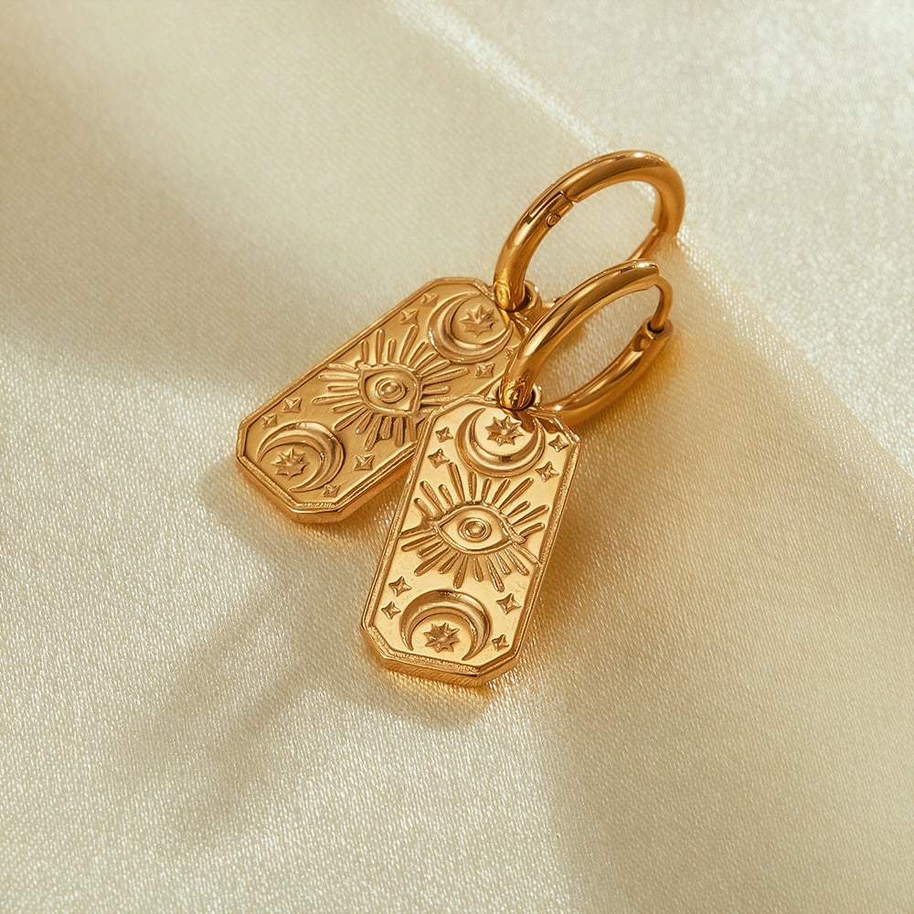 1 Paar einfache Serie täglich geometrische Edelstahl Gold Farbe Damen Tropfen Ohrringe h5Bild6