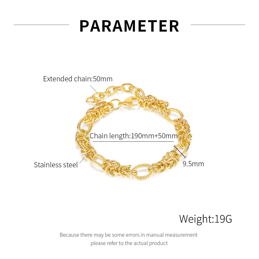 1 Stück Simple Series Tägliche geometrische Edelstahl Goldfarbene Damen-Kettenarmbänder h5Bild2