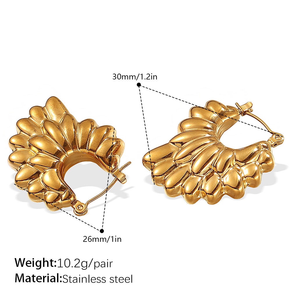 Stainless Steel Gold Color Hoop Earrings 