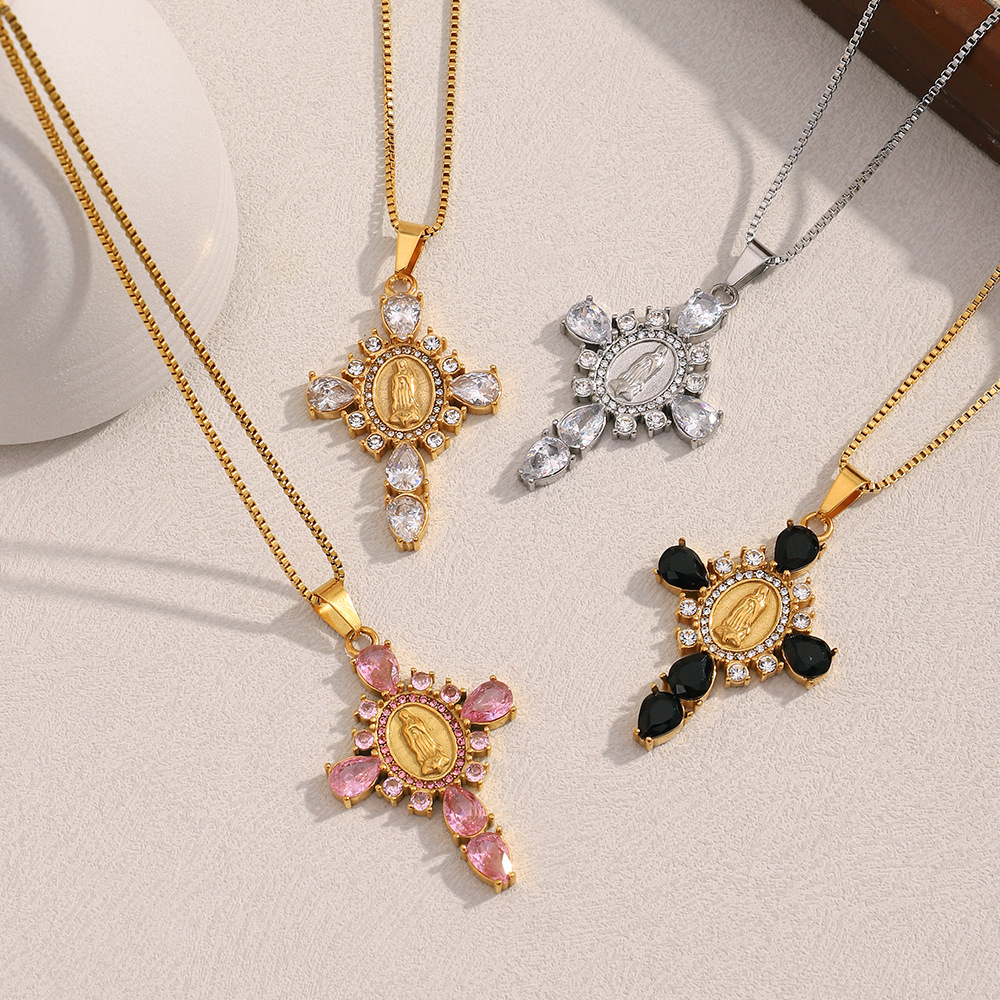 Luxurious Series Classic Cross Stainless Steel Women's Pendant Necklaces h5Picture2