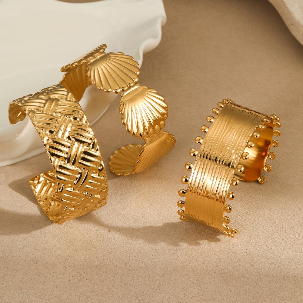 1 Piece Luxurious Series Elegant Strip Stainless Steel Gold Color Women's Bangles h5Picture3