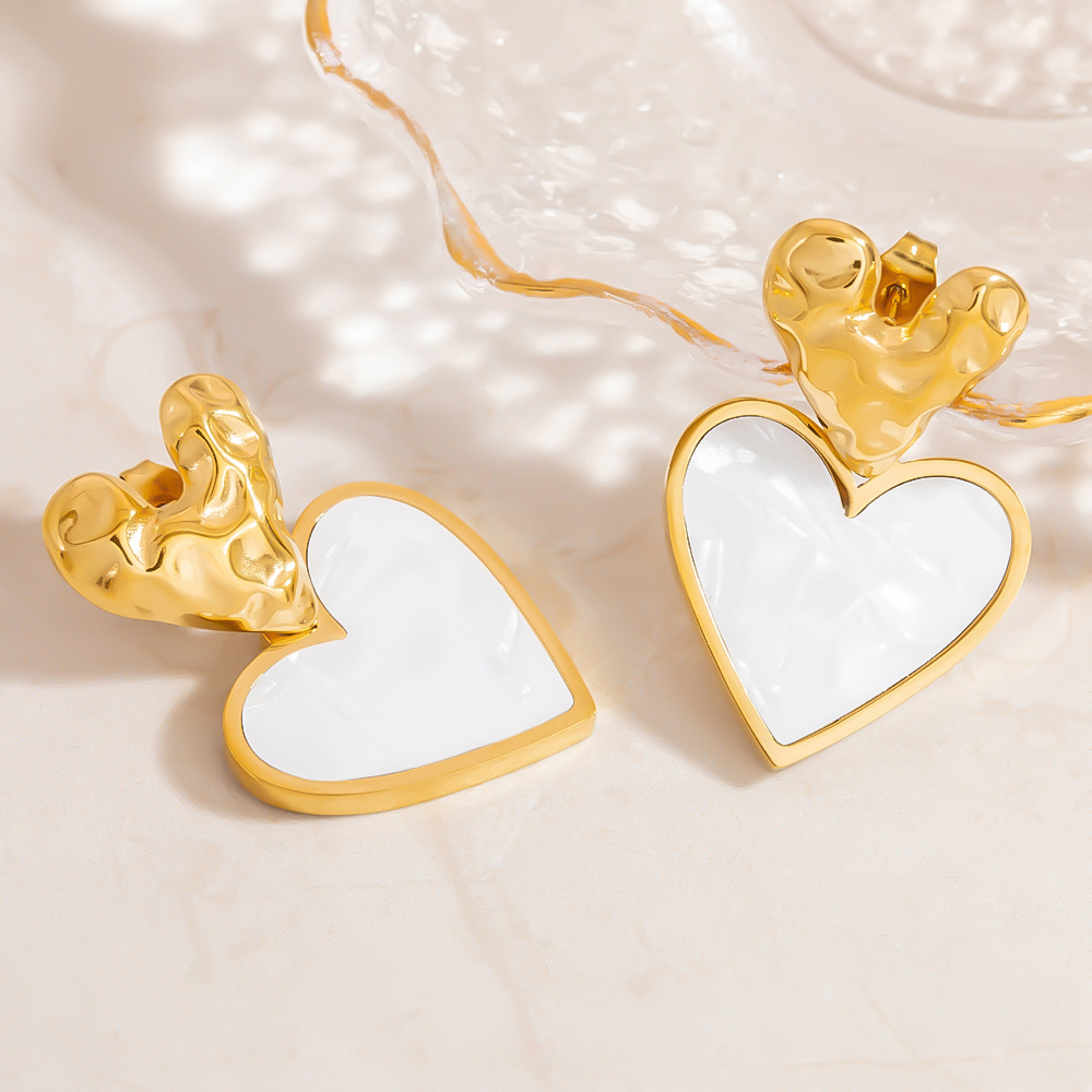 Gorgeous Heart Shape Stainless Steel Gold Color Women's Drop Earrings h5Picture4