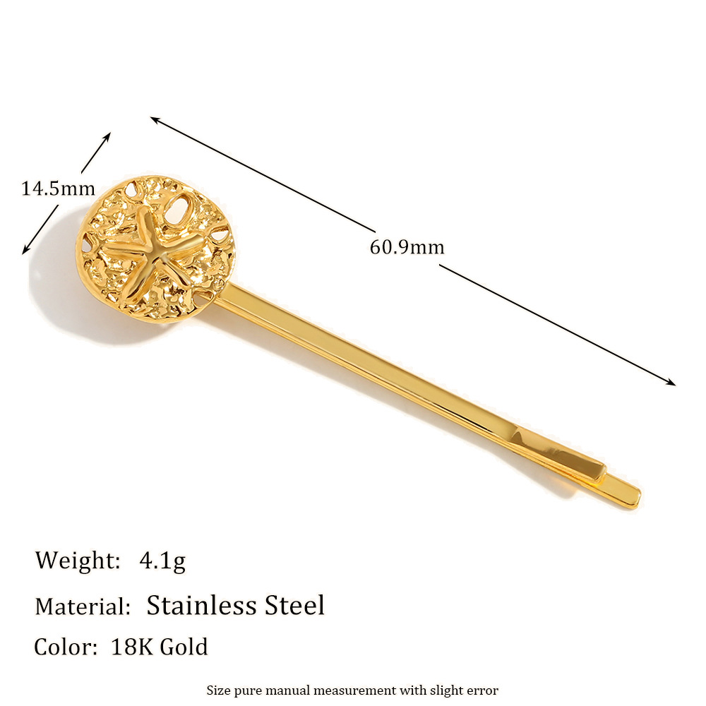 1 Piece Ocean Series Vintage - designed Gold - colored Stainless Steel Hair Clips