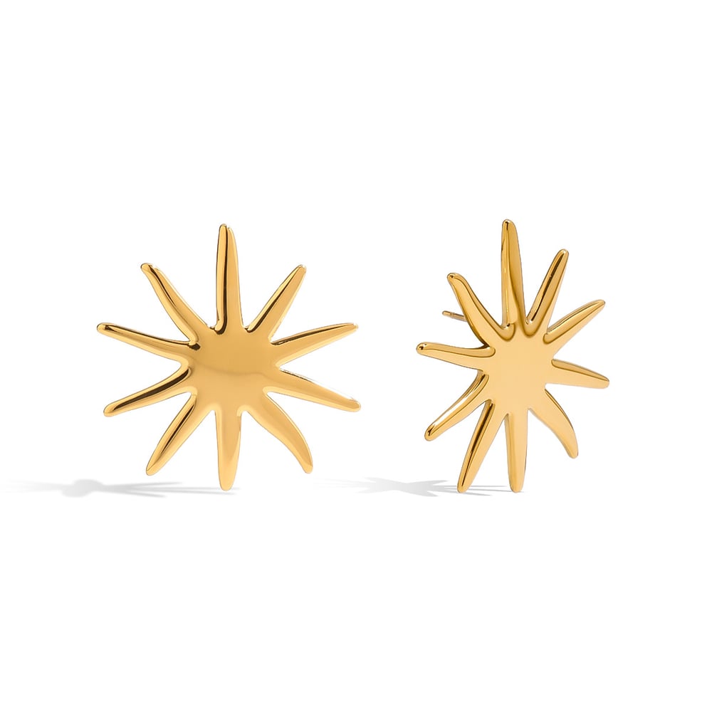 Simple Sun Stainless Steel Gold Color Stud Earrings