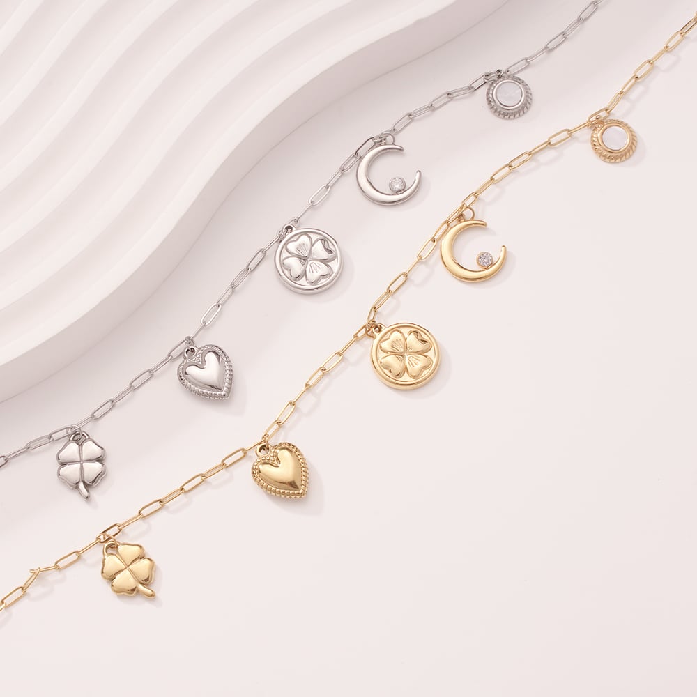 1 Piece Daily Clover Stainless Steel Gold Color Women's Pendant Necklaces h5Picture3