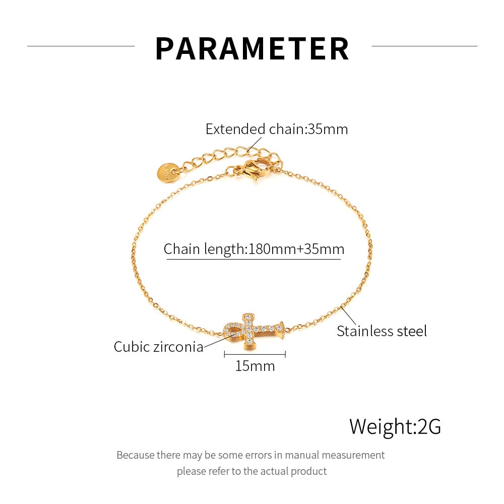 Kreuz Edelstahl Gold Farbe Charm Armbänder h5Bild2