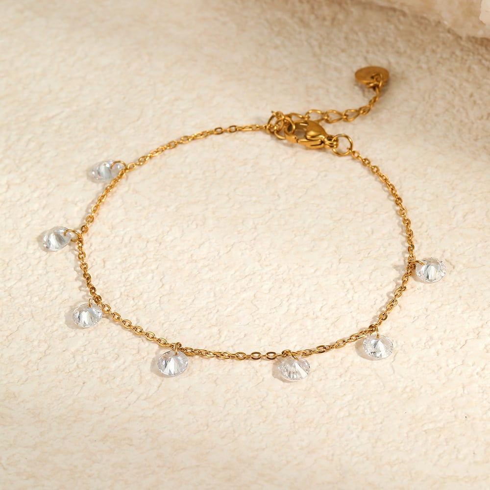 1 Pair Simple Series Sweet Chain Stainless Steel   Gold Color  Women's Chain Bracelets Picture4