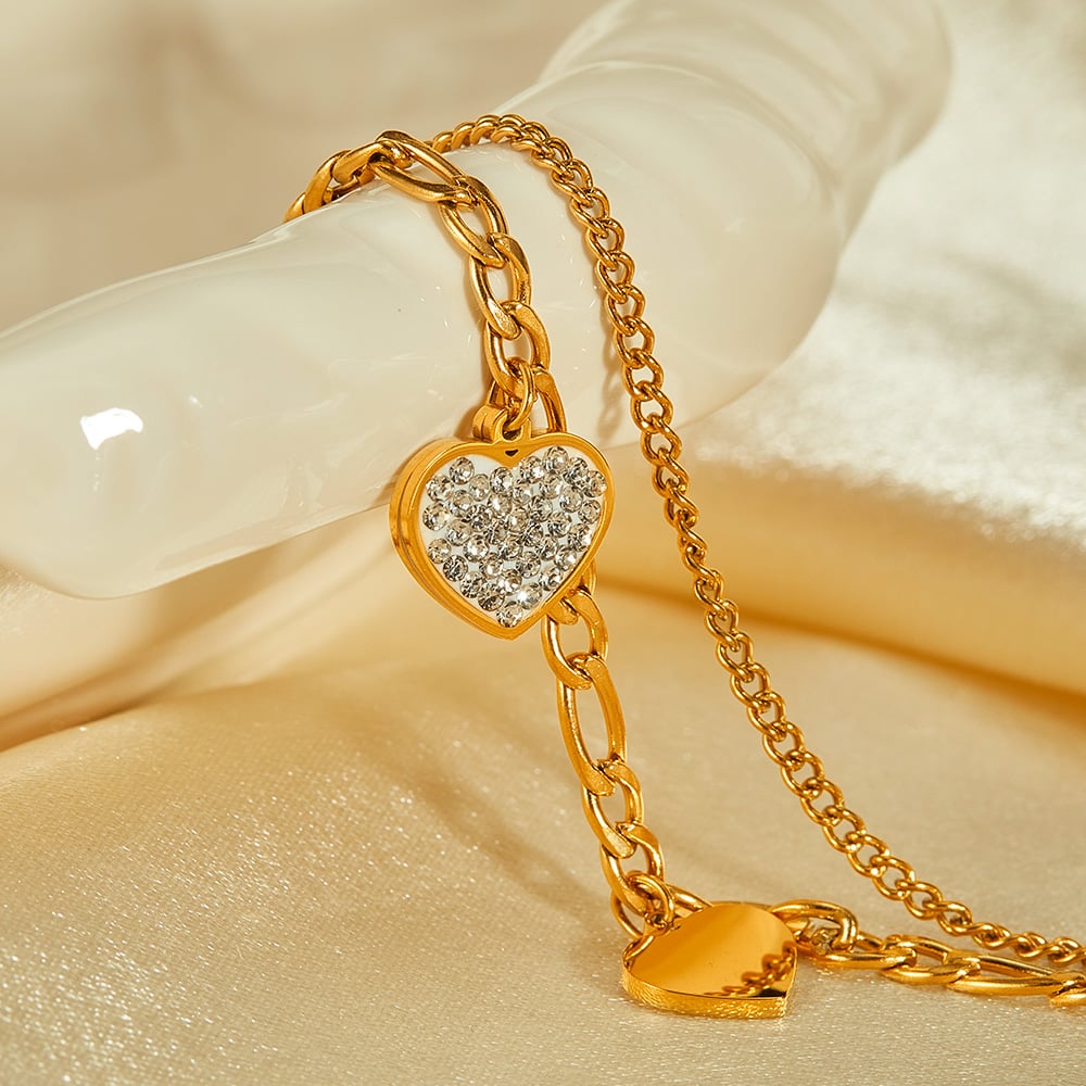 Herz Edelstahl Gold Farbe Charm Armbänder h5Bild5