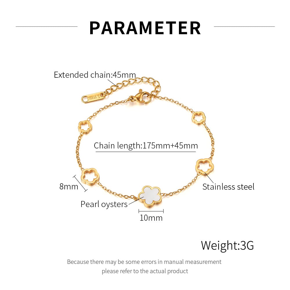 gk çiçek paslanmaz çelik altın renkli charm bilezikler h5Resim2