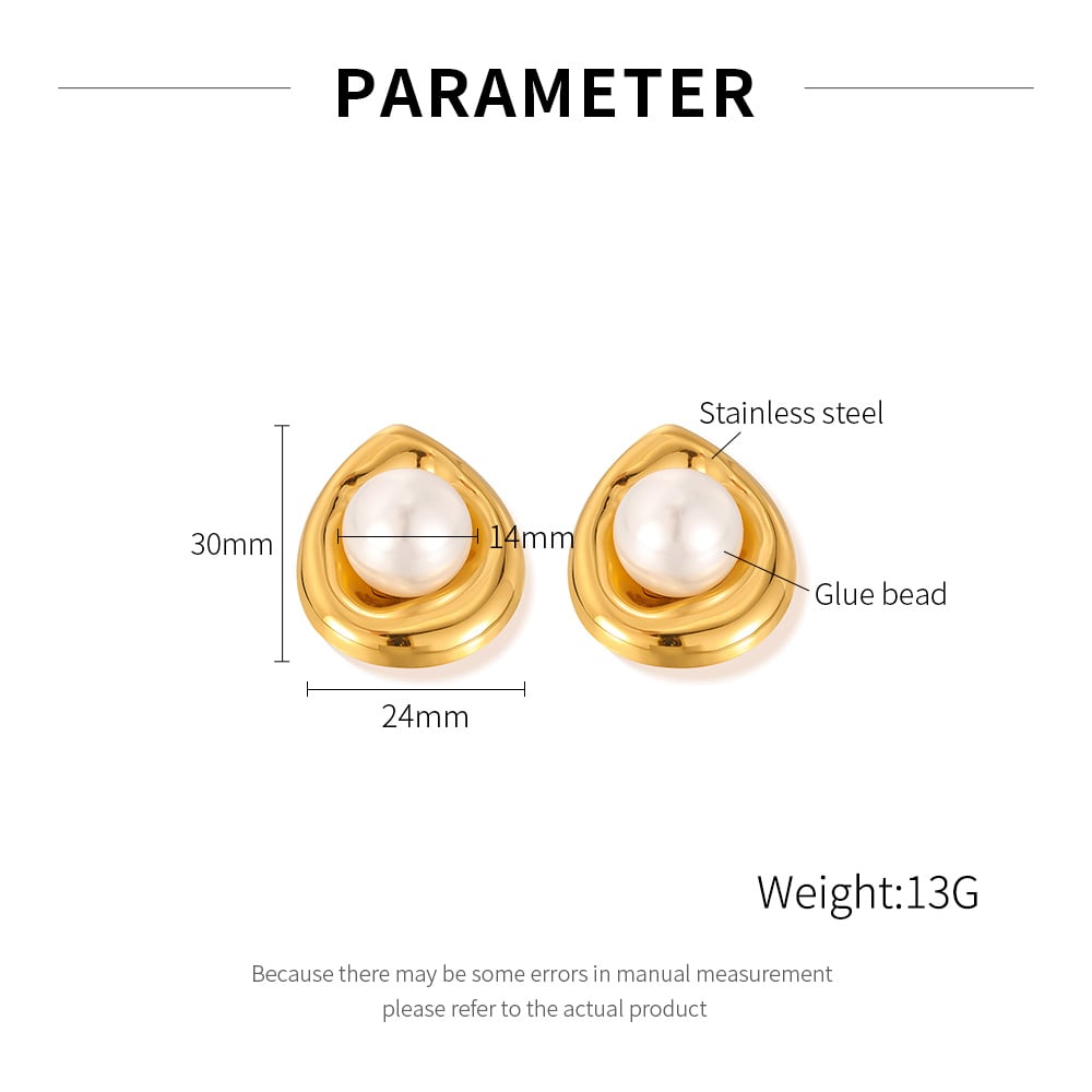 1 Paar Simple Series Tägliche geometrische Edelstahl Goldfarbene Damen-Ohrstecker Bild2