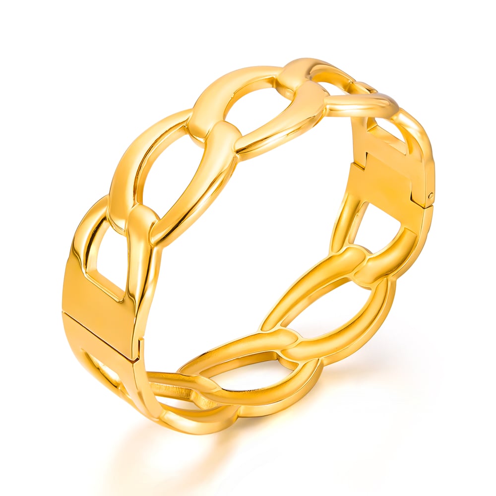 1 Stück Simple Series Tägliche geometrische Edelstahl Goldfarbene Damenarmreifen