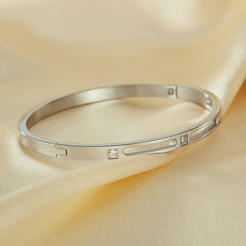 1 Stück Simple Series Tägliche Edelstahl-Armreifen für Damen Bild4