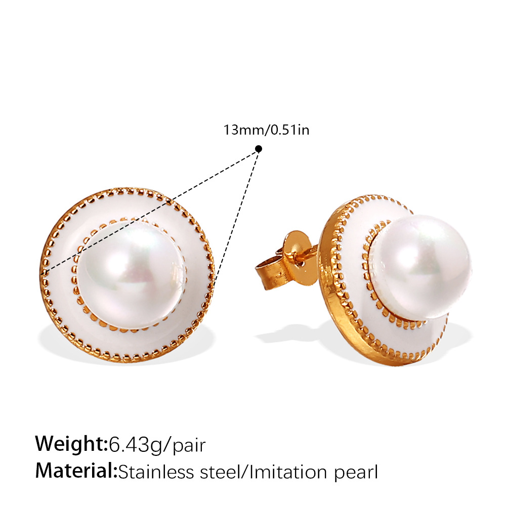 Elegant Stainless Steel Gold Color Stud Earrings