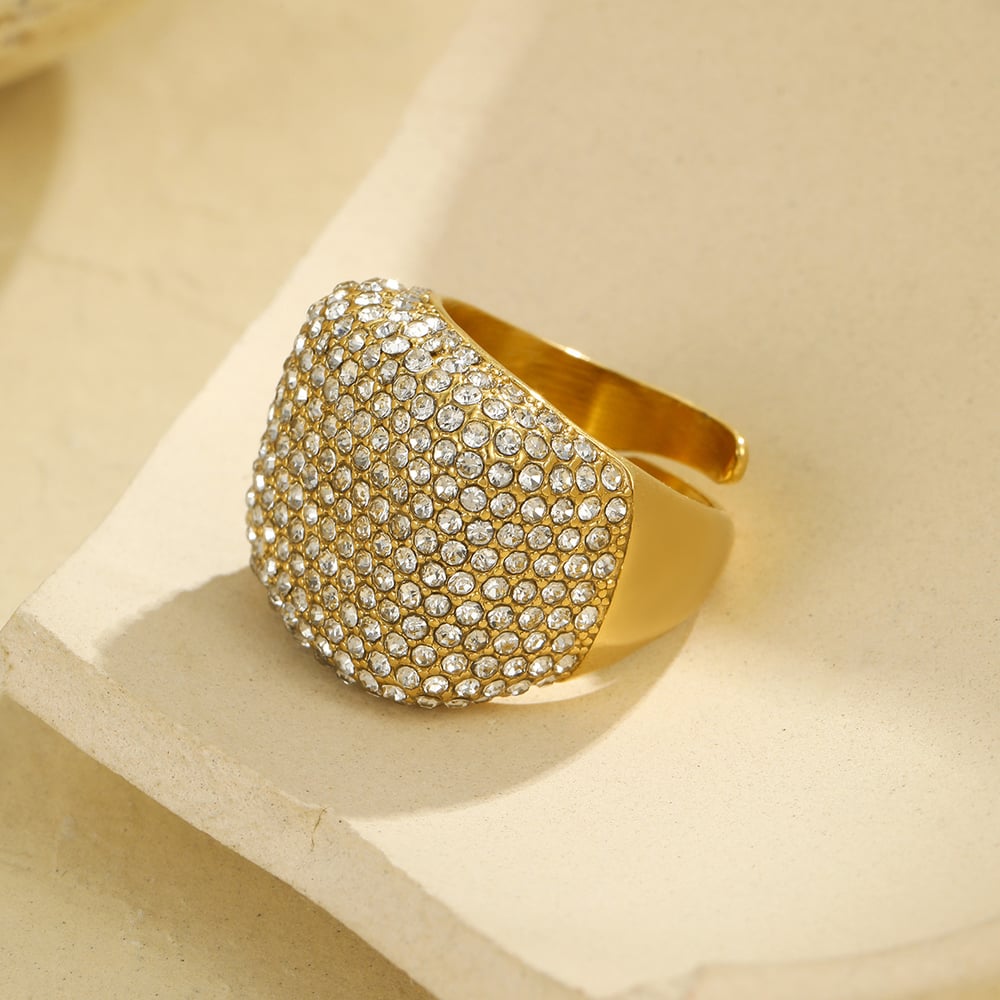 1 Pair Luxurious Series Daily Geometric Stainless Steel   Gold Color  Statement Rings Picture3