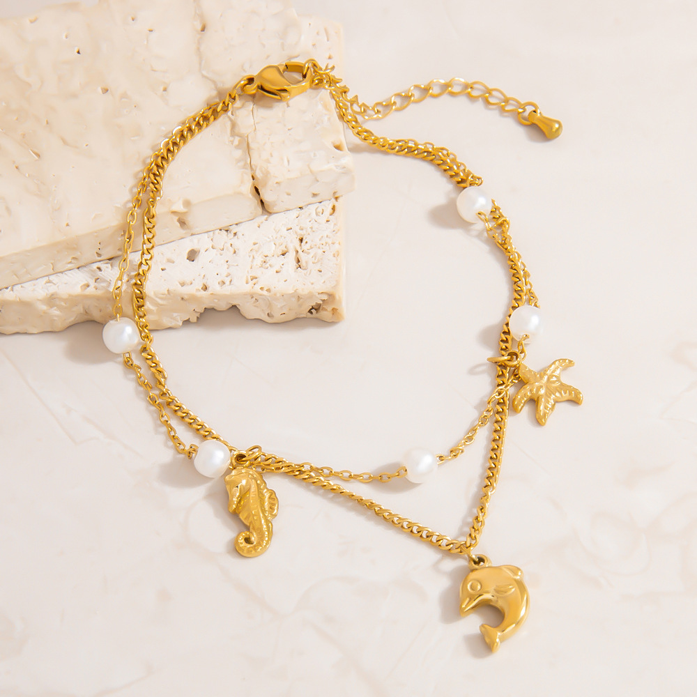 Simple Series Casual Turtle Stainless Steel   Gold Color  Anklets h5Picture5