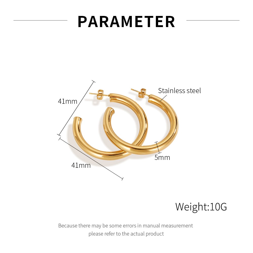 1 çift basit seri gk geometrik paslanmaz çelik altın rengi kadın küpe h5Resim2