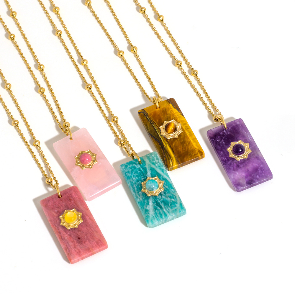 Simple Retro Natural Stone Pendant Women's Necklaces h5Picture2