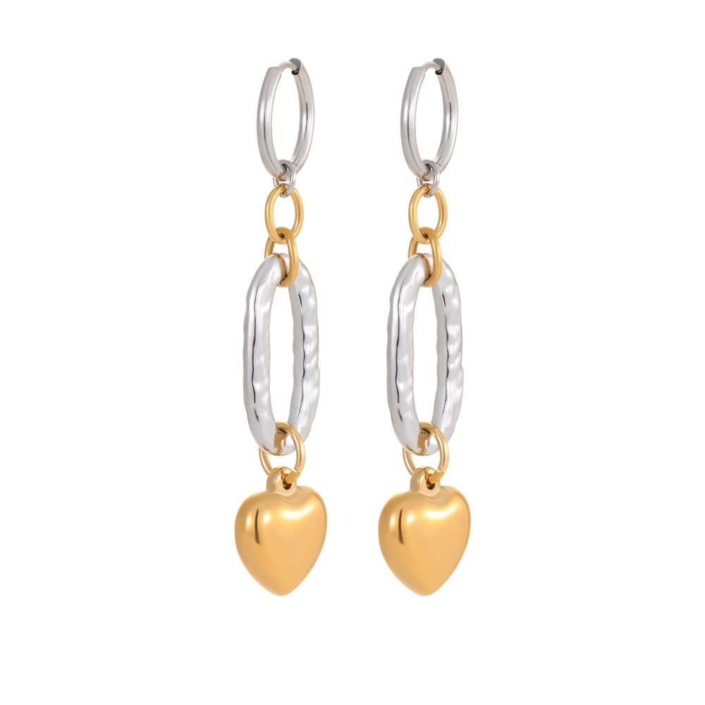 1 Pair Luxurious Series Sweet Heart Stainless Steel Women's Drop Earrings Picture5