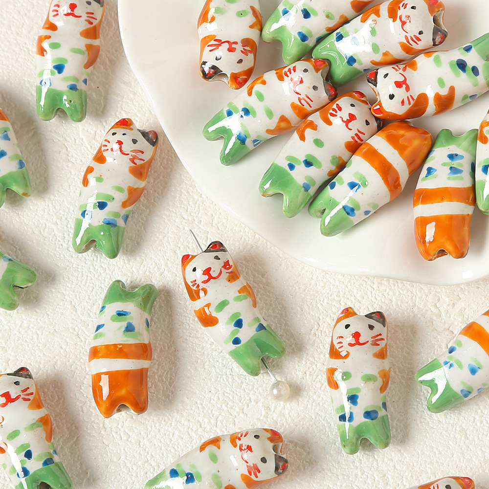 1 Piece Cute Animal Ceramics DIY Jewelry Bead h5Picture3