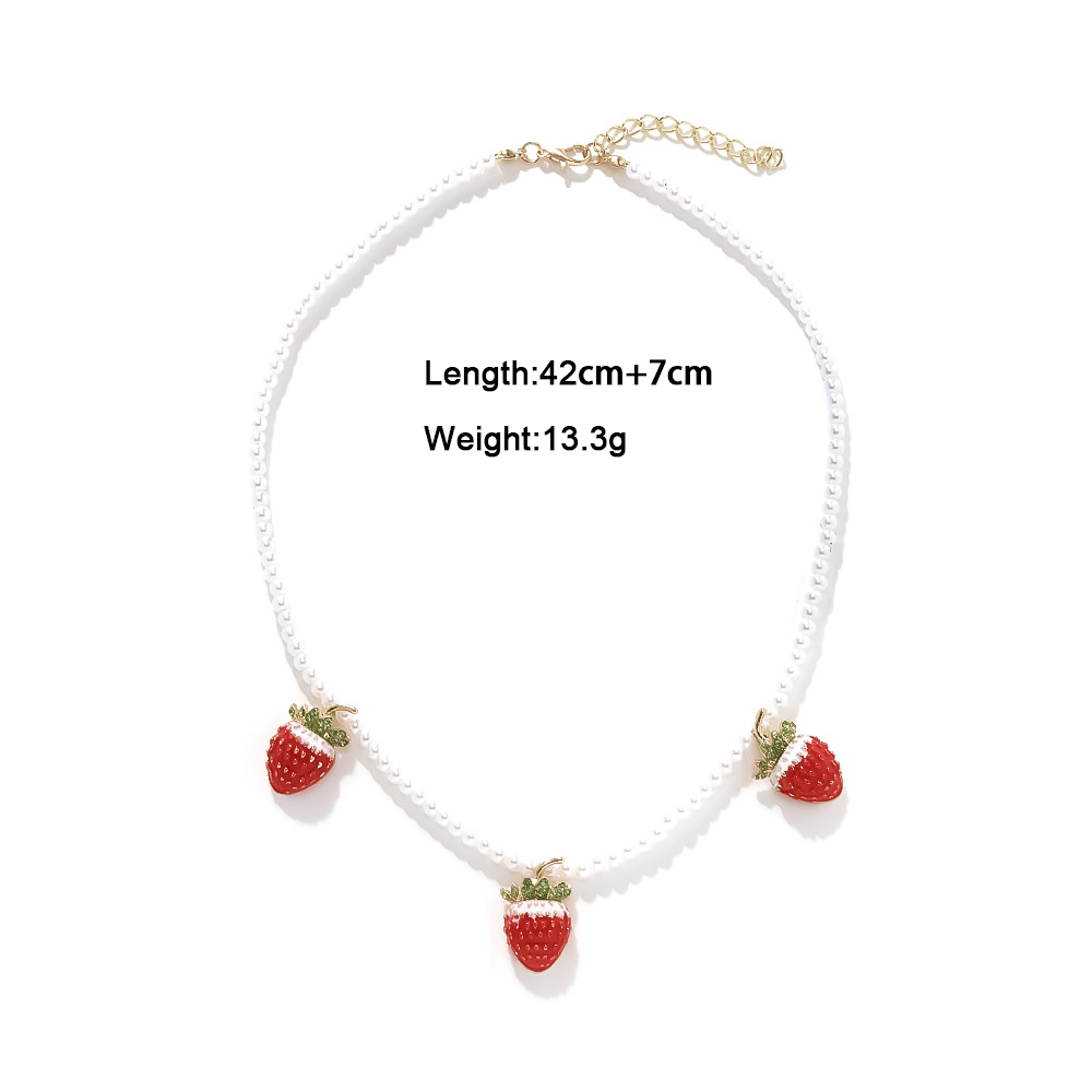 Cute Alloy Strawberry Pendant Necklaces