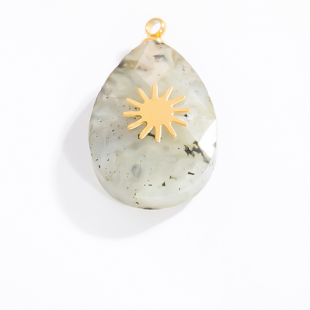 1 Piece Chromatic Series Modern Flower Oil- Glazing Stainless Steel Gold Color Women's Pendants h5Picture4