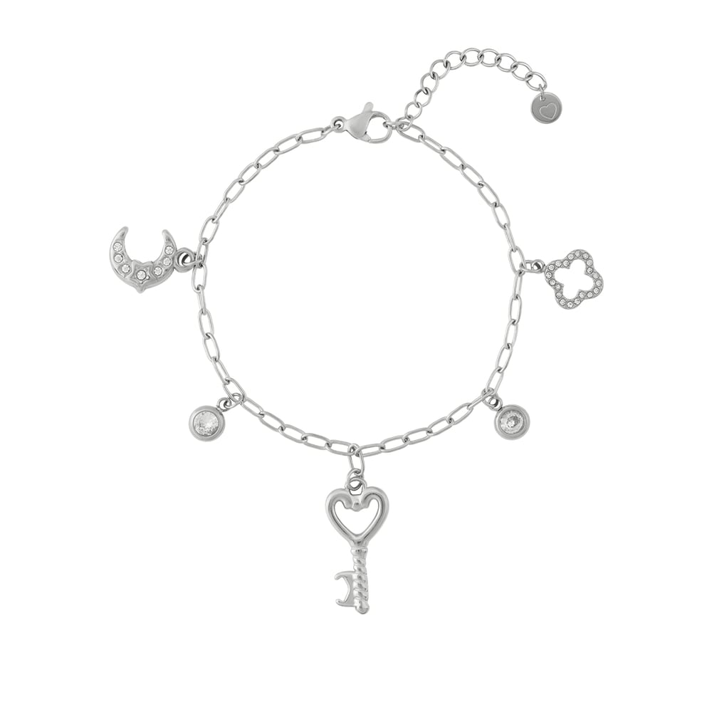 Heart Key Stainless Steel Gold Color Women's Charm Bracelets