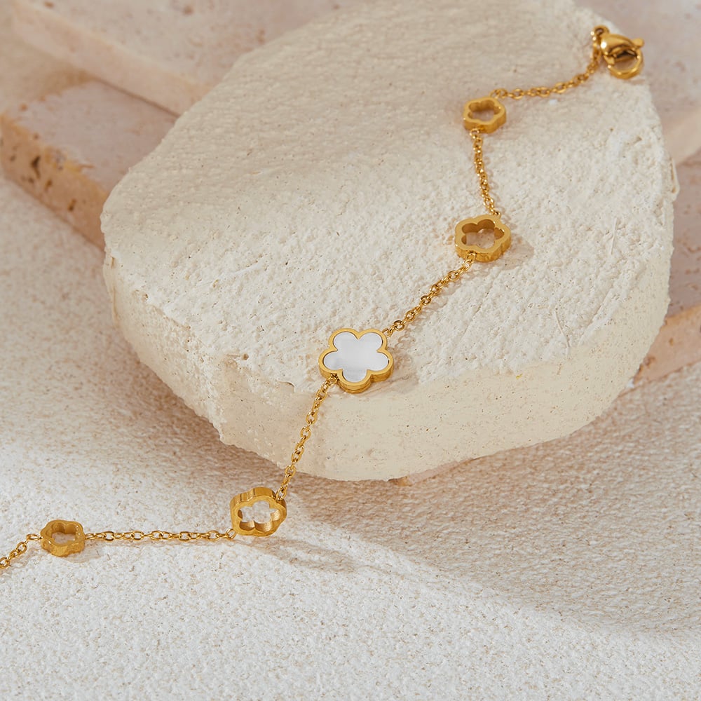 gk çiçek paslanmaz çelik altın renkli charm bilezikler h5Resim4