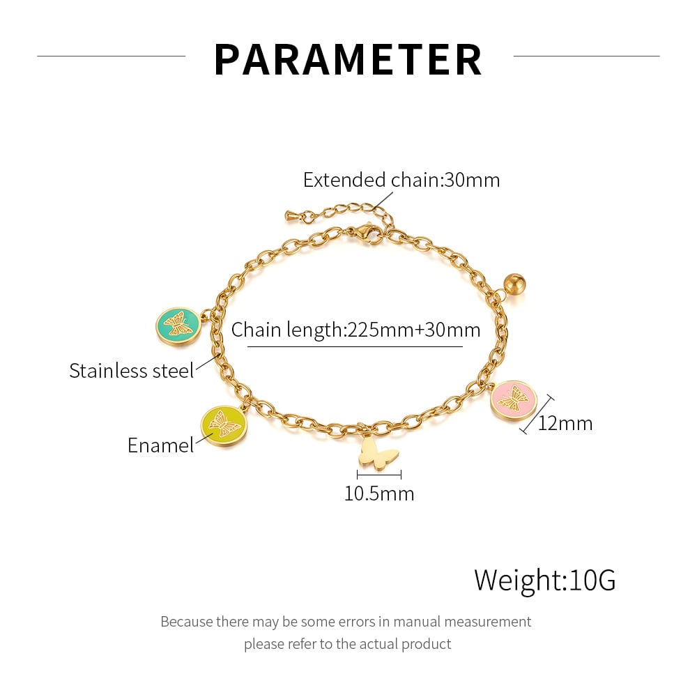 Fußkettchen mit Schmetterlings-Motiv aus Edelstahl in Goldfarbe h5Bild2