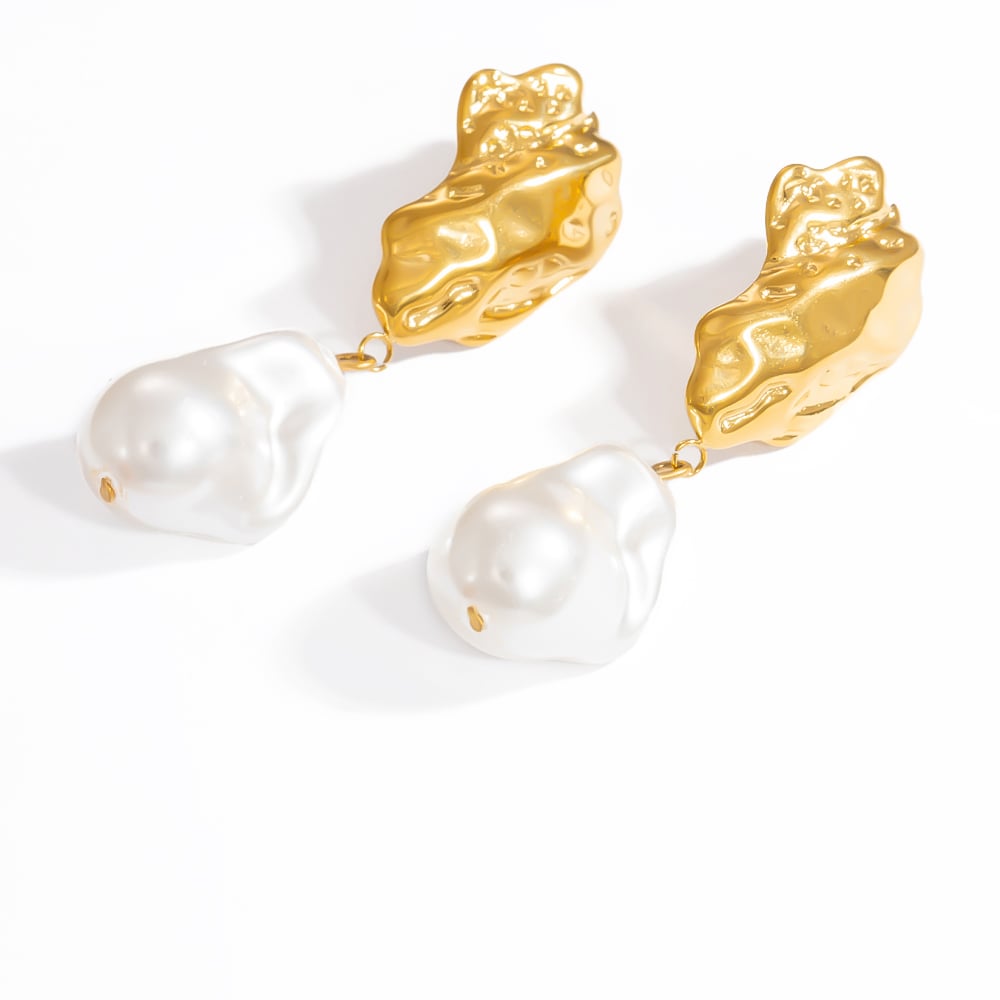 Geometric Stainless Steel Gold Color Drop Earrings