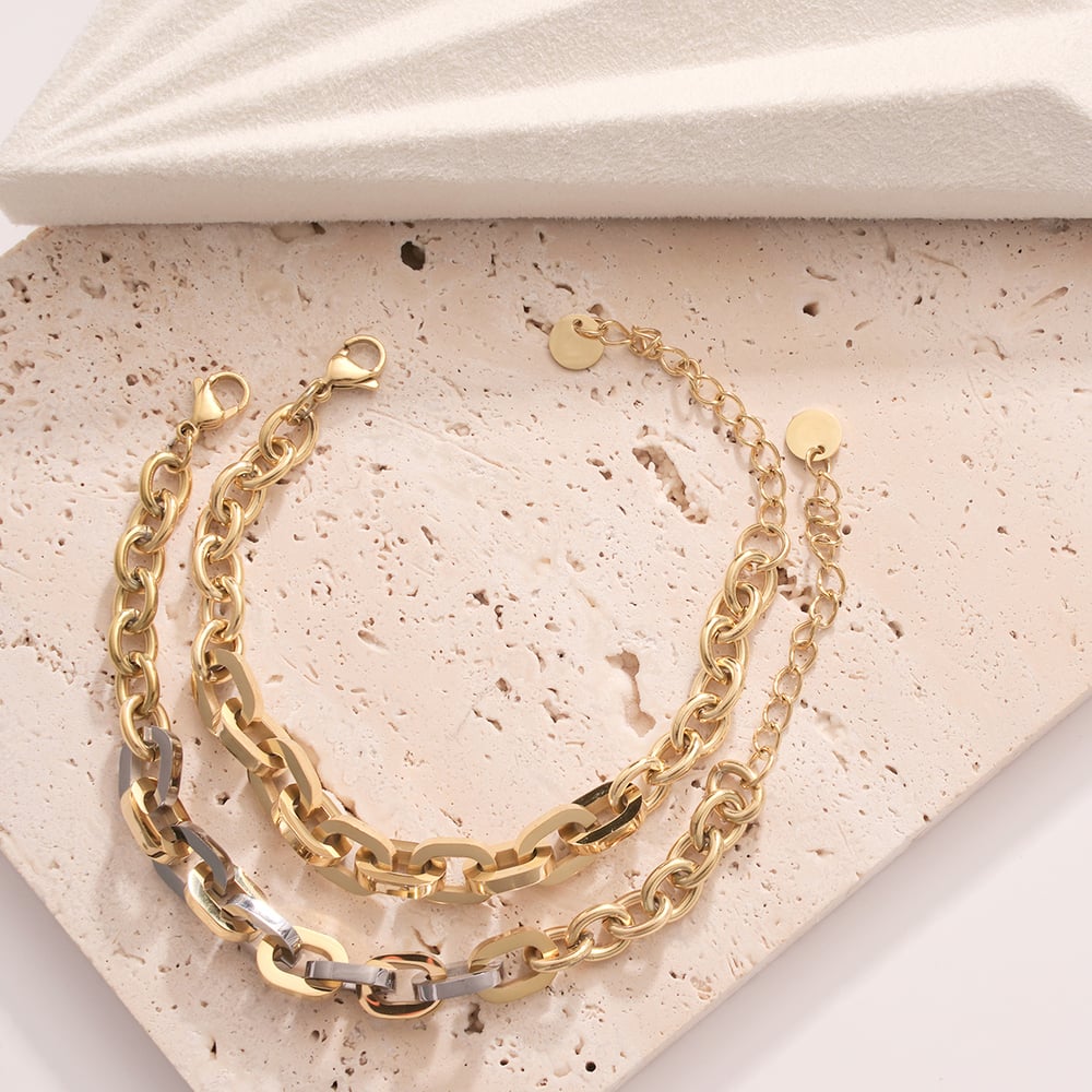 Chain Twist Stainless Steel Gold Color Women's Chain Bracelets h5Picture4