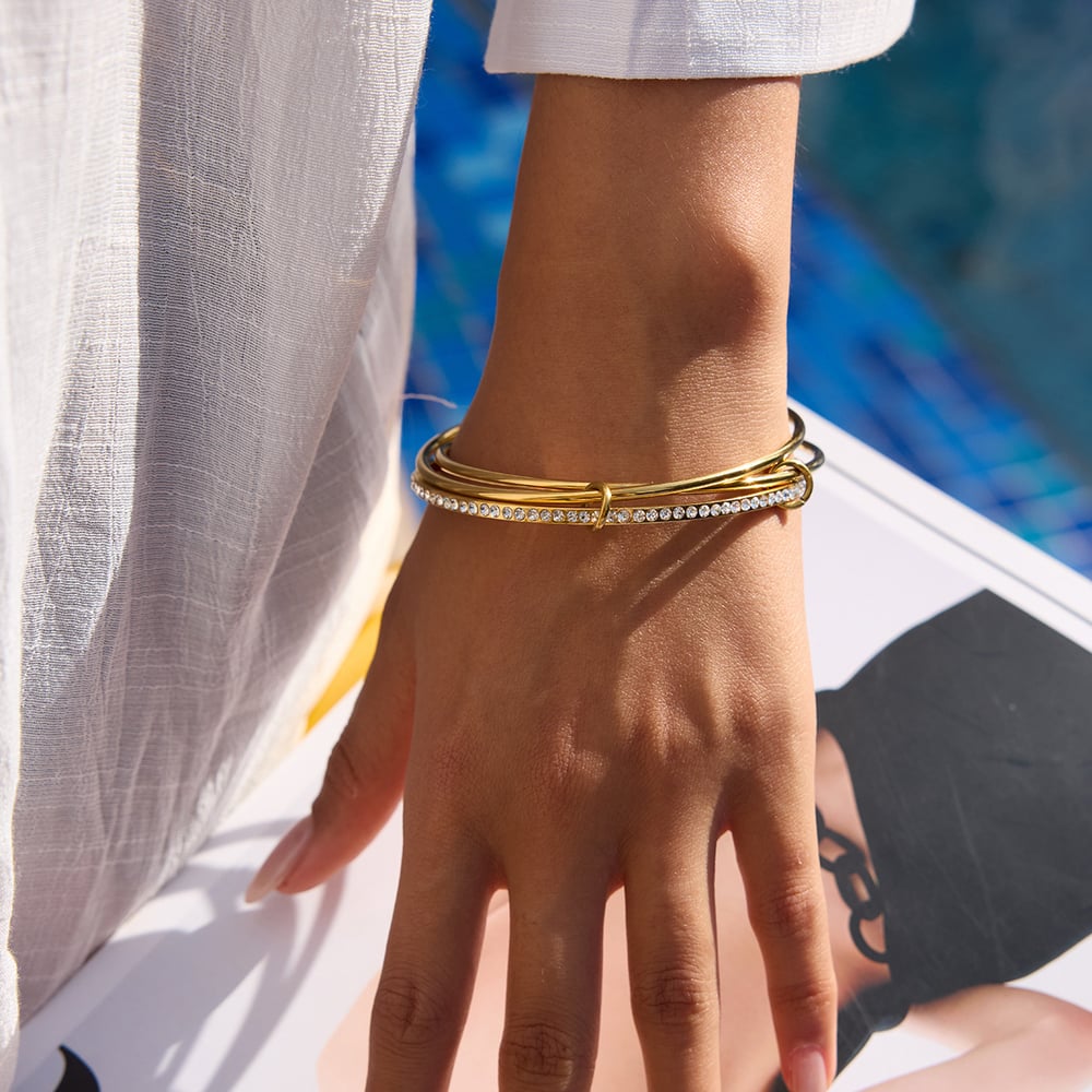 Stainless Steel Gold Color Bangles h5Picture3