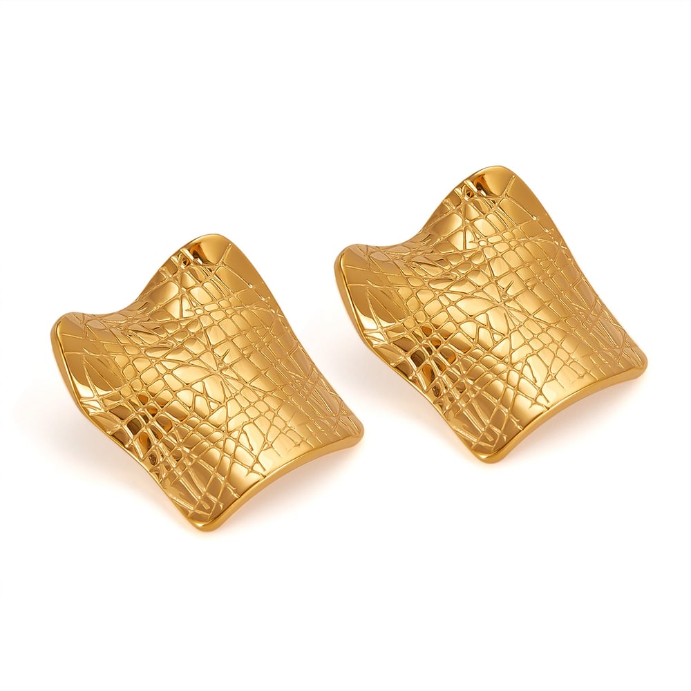 1 çift basit seri gk geometrik paslanmaz çelik altın rengi kadın küpe