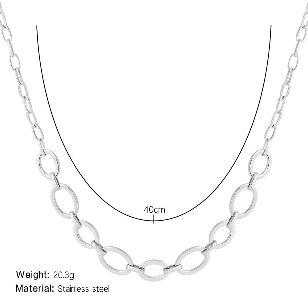 Modern Oval Chain Stainless Steel Gold Color Women's Chain Necklaces Picture2