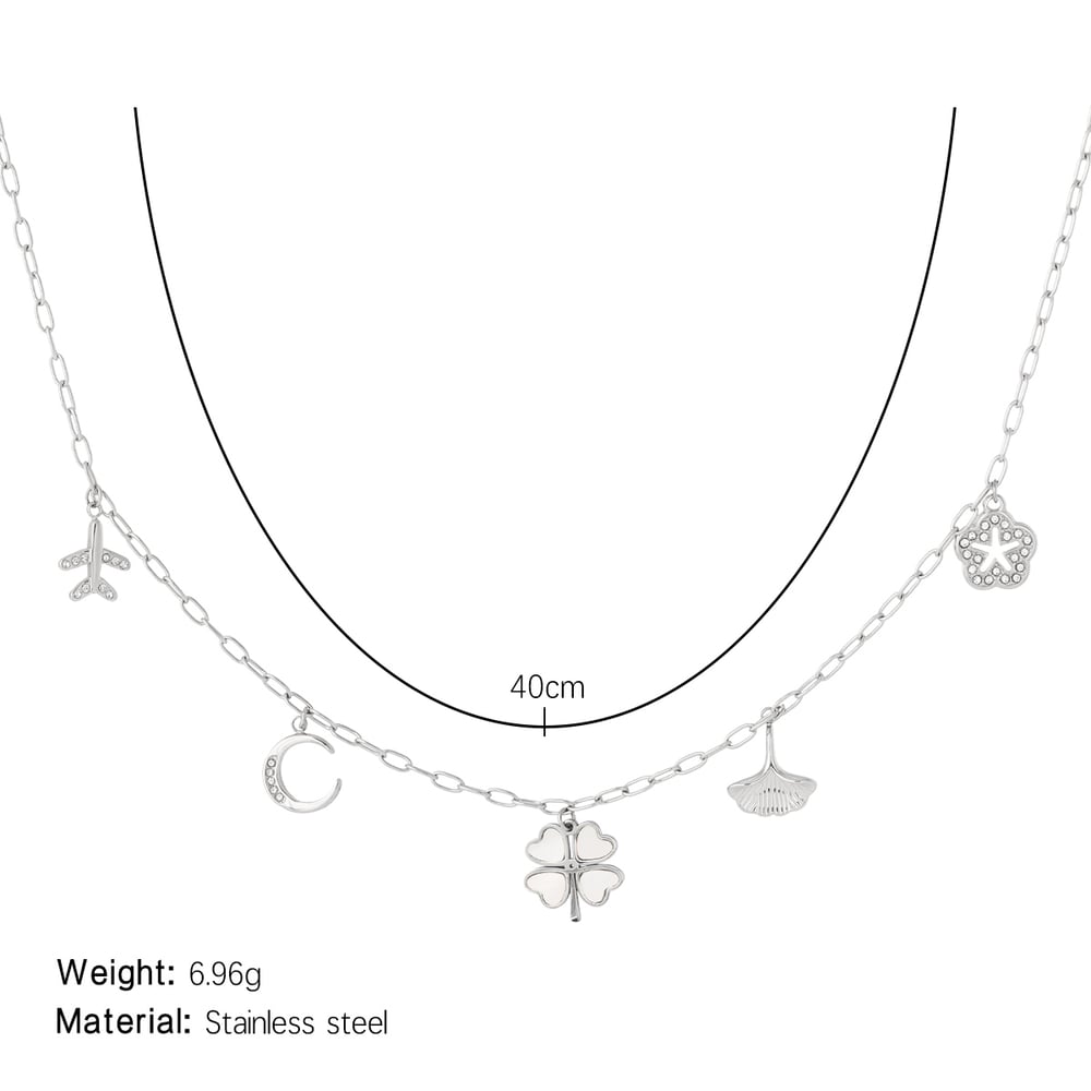 Romantic Clover Stainless Steel Gold Color Women's Pendant Necklaces h5Picture2