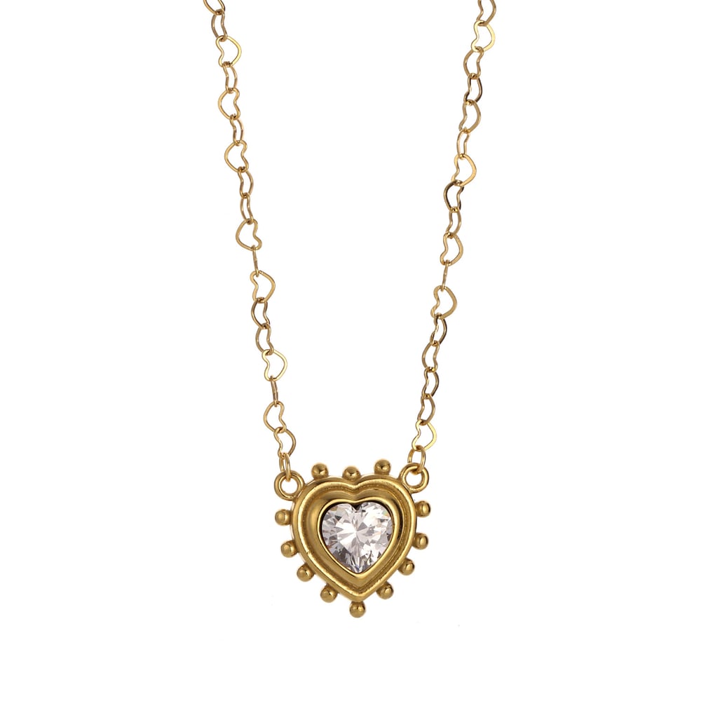 1 Pair Romantic Series Classic Heart Stainless Steel   Gold Color  Women's Pendant Necklaces