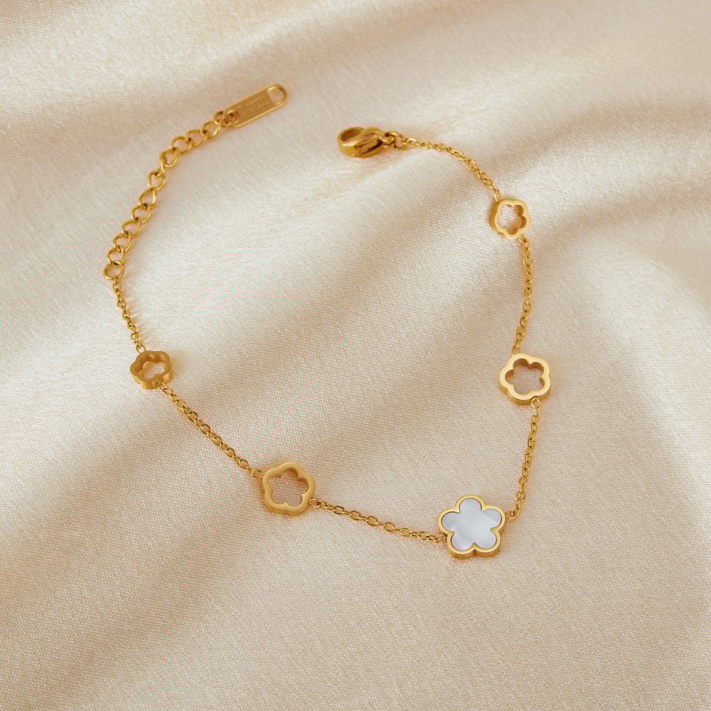 gk çiçek paslanmaz çelik altın renkli charm bilezikler h5Resim3