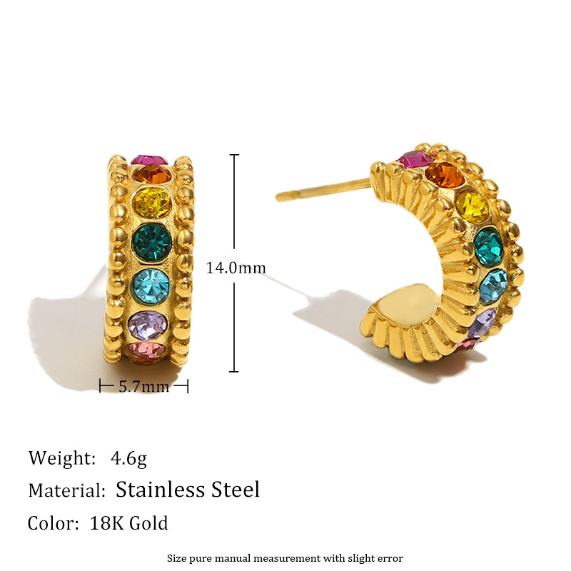 1 Piece Luxurious Series Elegant Solid Color Stainless Steel Women's Stud Earrings h5Picture2