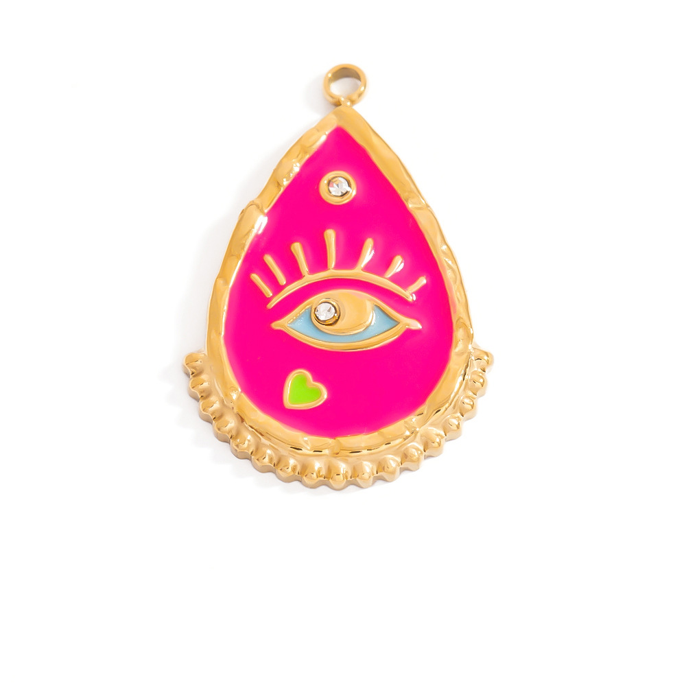 Oil- Glazing Eye Pattern Stainless Steel Gold Color Women's Pendants h5Picture5